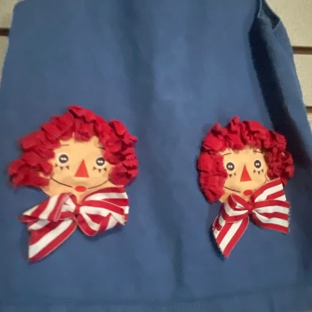 Blue Kids Dress Raggedy Ann Character Applique Sleeveless‎ A-Line Shift